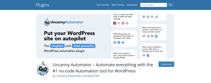 Uncanny Automator plugin