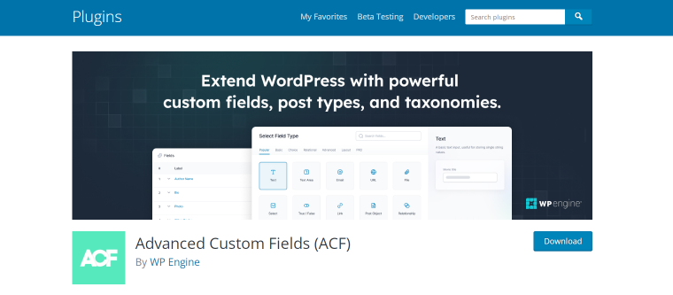 advanced custom fields wordpress plugin