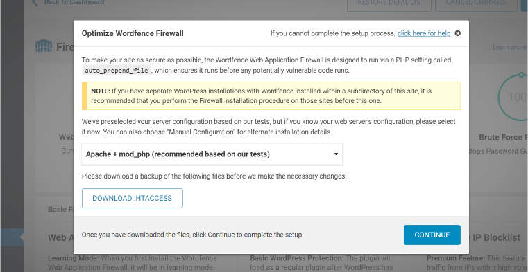 wordfence firewall optimization