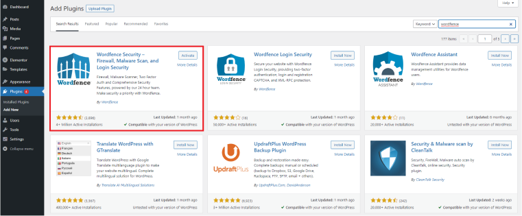 wordfence license installation process