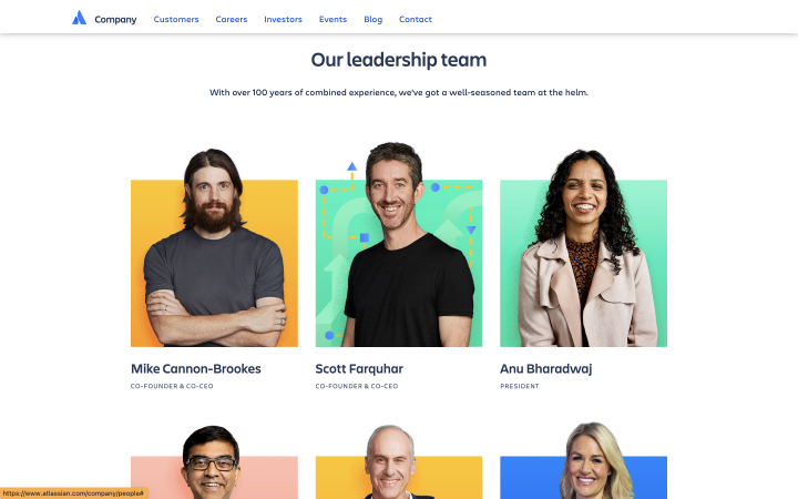 atlassian meet the team page