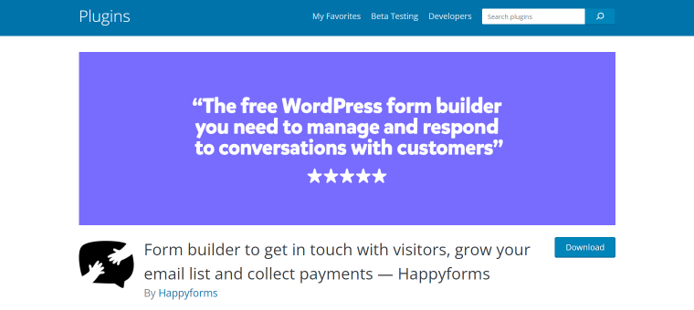 happyforms wordpress contact form plugin
