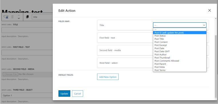 mapping form fields WordPress