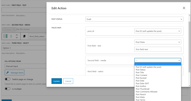 mapping form fields WP