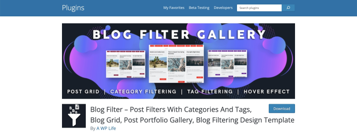 Blog Filter Gallery plugin