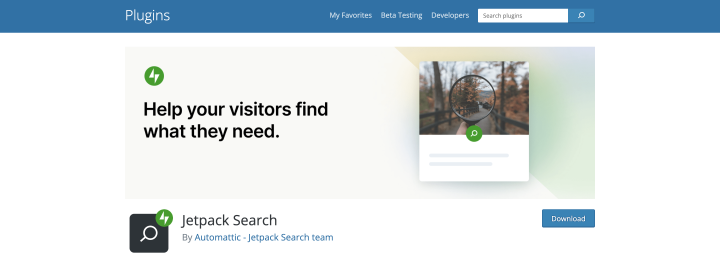 Jetpack search plugin