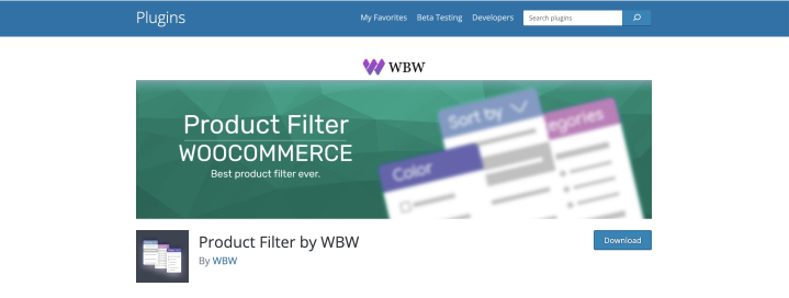 Product Filter by WBW plugin