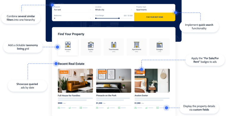 findero real estate template homepage