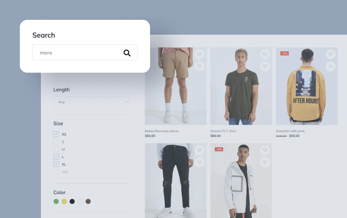 JetSmartFilters search filter widget for WooCommerce Shop template demo for Elementor
