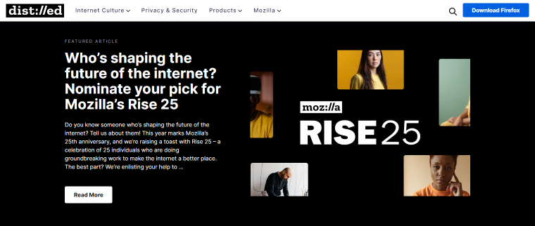 the mozilla blog website homepage
