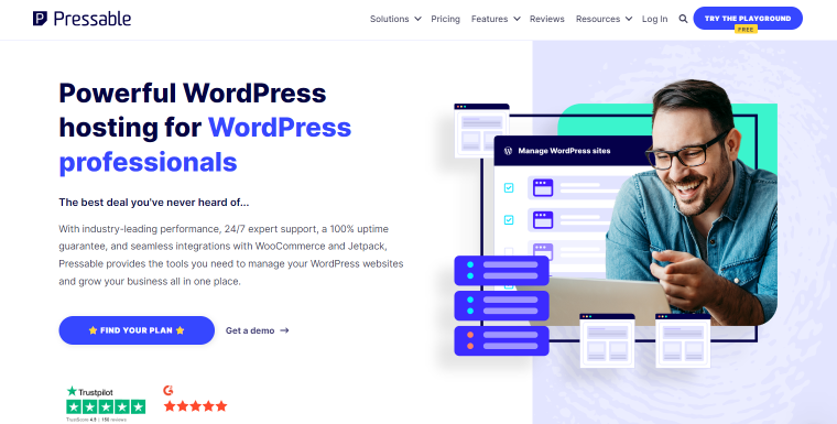 pressable wordpress hosting homepage