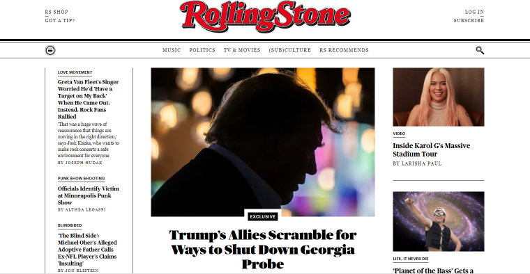 rolling stone website homepage