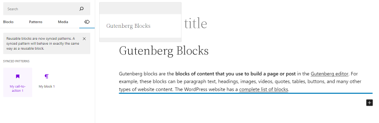 gutenberg reusable blocks