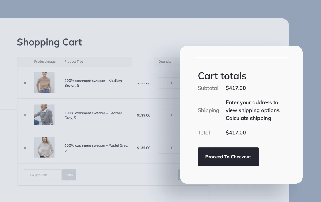 JetWooBuilder Cart Totals widget for WooCommerce shop template demo for Elementor