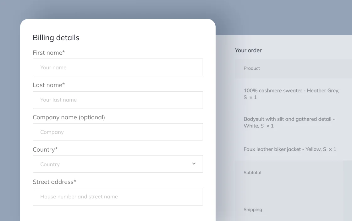 JetWooBuilder Checkout Billing Form widget for WooCommerce shop template demo for Elementor