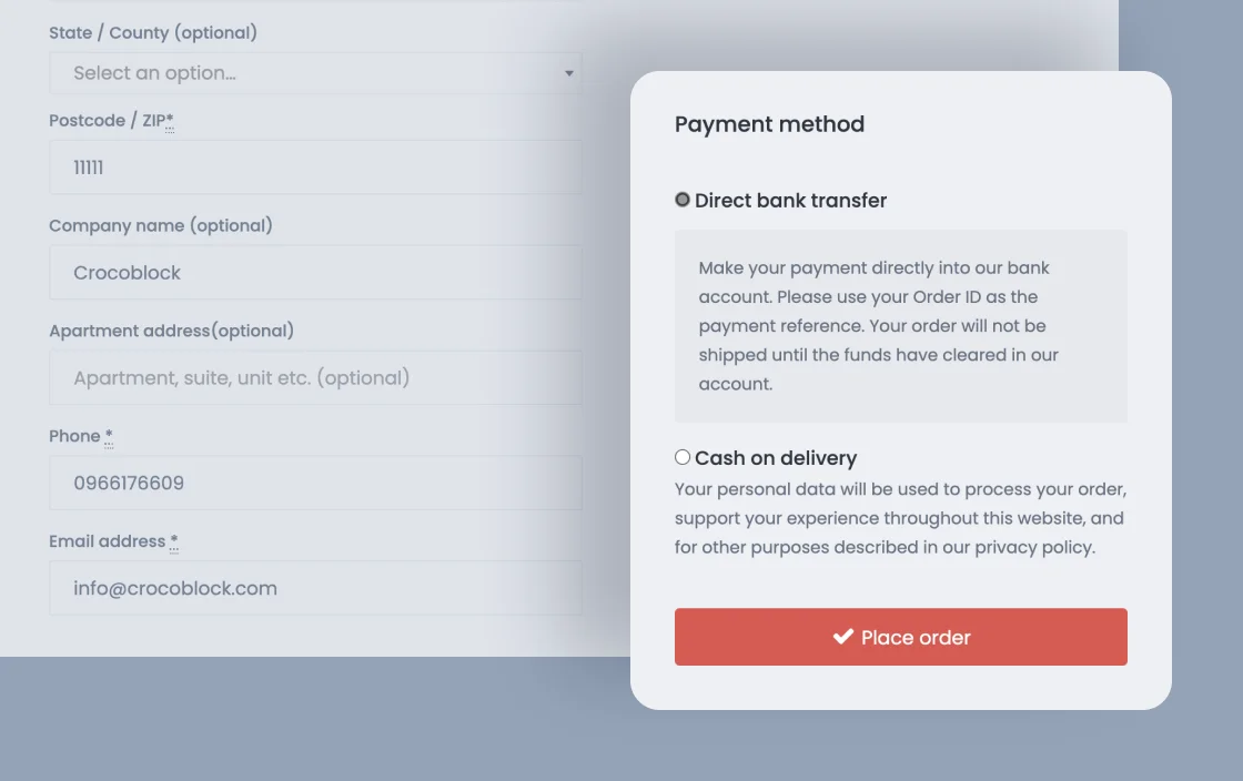 JetWooBuilder Checkout Payment widget for bookstore template demo for Elementor
