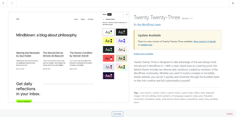 wordpress default theme