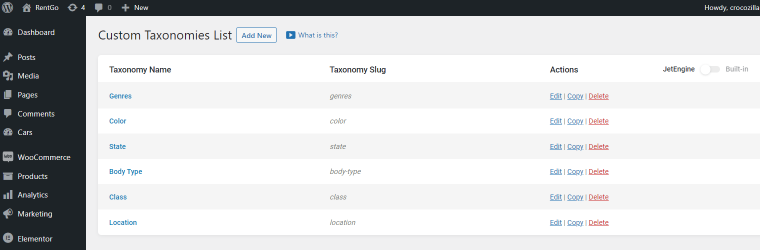 taxonomy list in wordpress