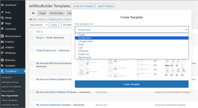 WooCommerce page builder templates