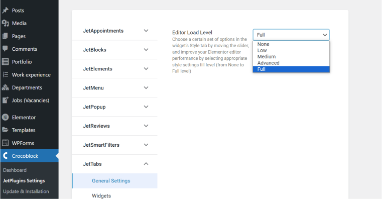 Elementor Editor Load Level