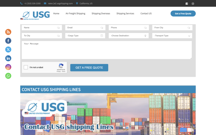USG freight contact us page
