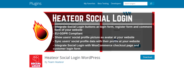 Heator Social Login plugin