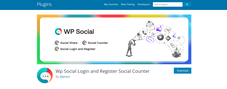 WP Social login plugin homepage