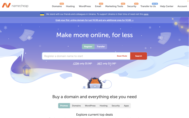 Namecheap homepage