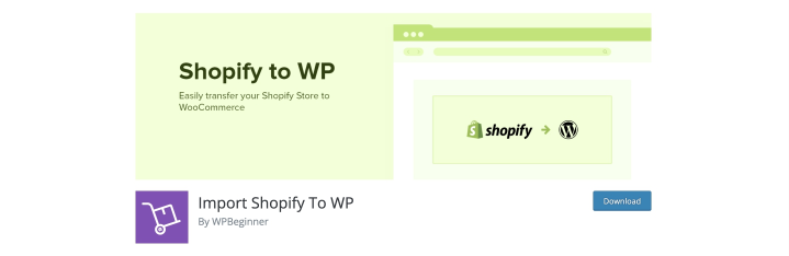 Shopify to WP plugin homepage