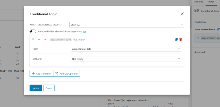 conditional visibility form