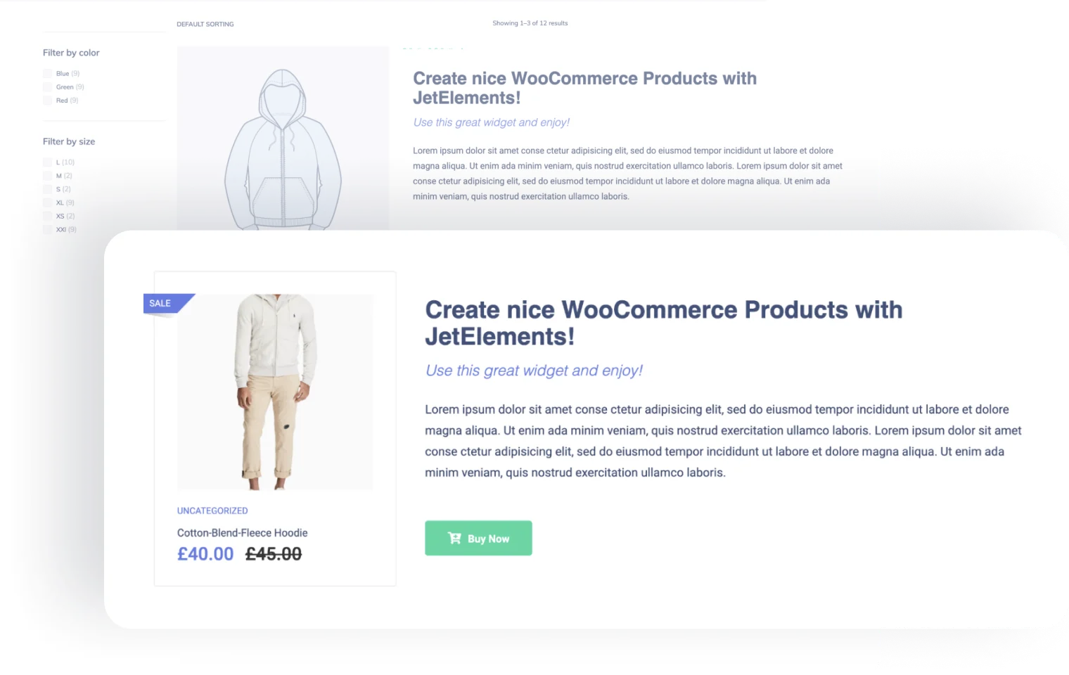 JetElements WooCommerce product widget style options for Elementor