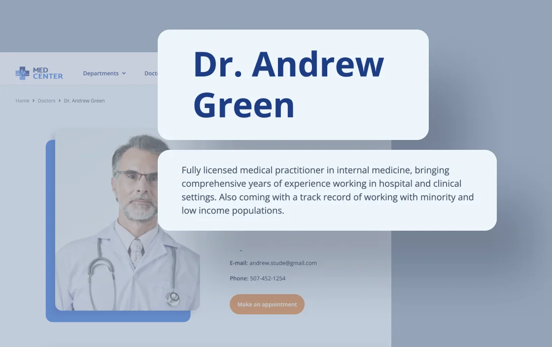JetEngine Dynamic Field widget for Medical Appointment template demo for Elementor