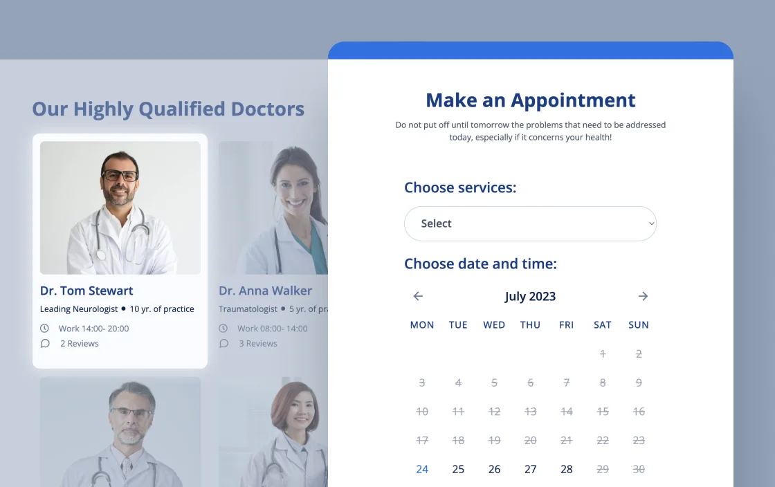 JetEngine dynamic link widget for Medical Appointment template demo for Elementor