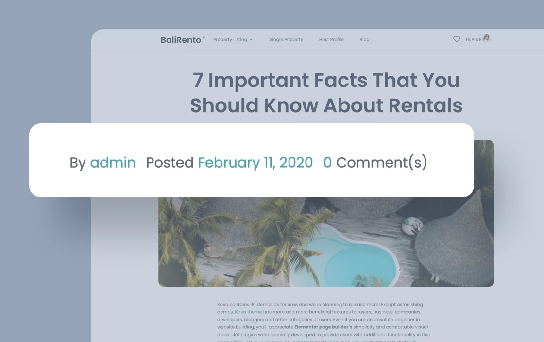 Dynamic Meta widget for Vacation Rental template demo for Elementor