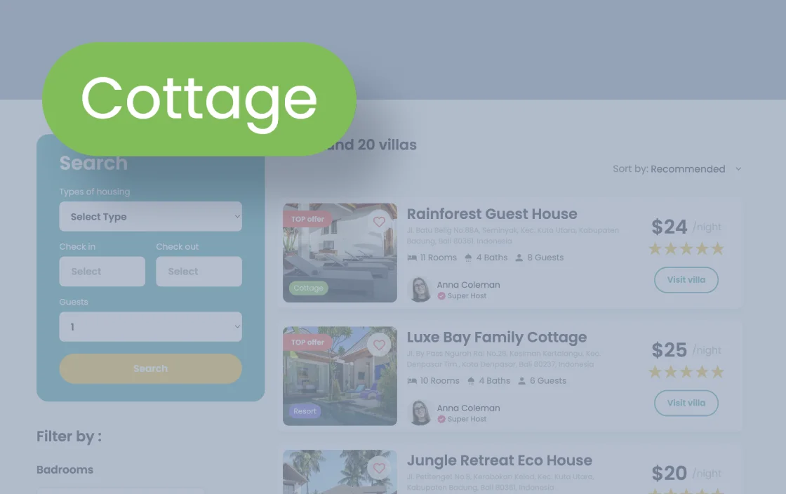 Dynamic Terms widget for Vacation Rental template demo for Elementor