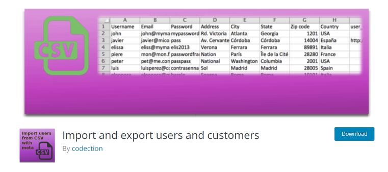 User import export WordPress