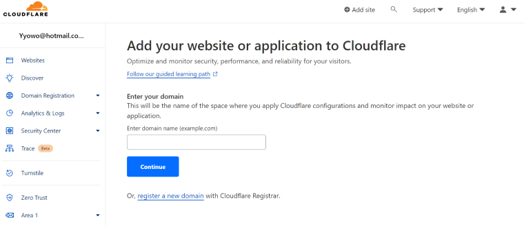 cloudflare sign up process