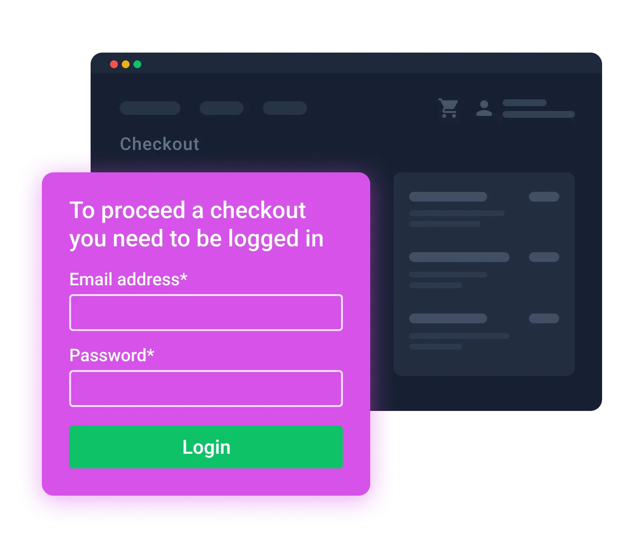 checkout login form widget