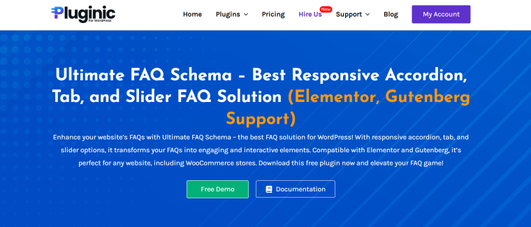 pluginic faq schema homepage