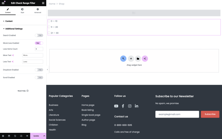 check range filter example