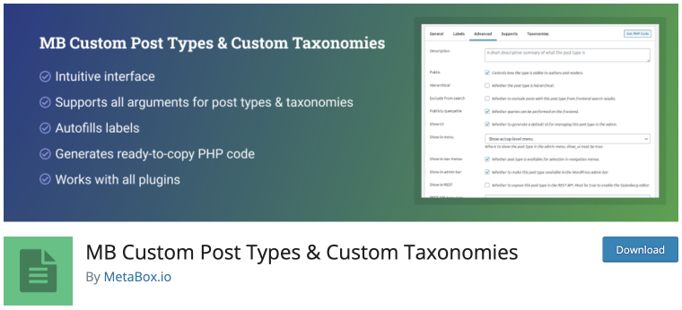 mb custom taxonomies plugin