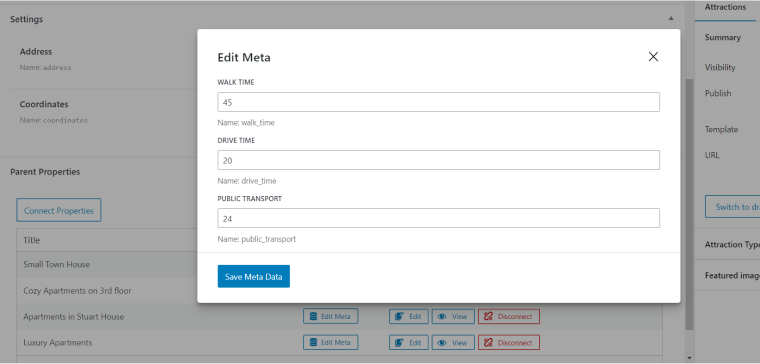 meta fields in relations WordPress