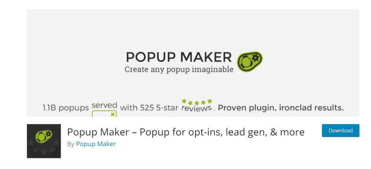 Popup Maker page on WordPress.org