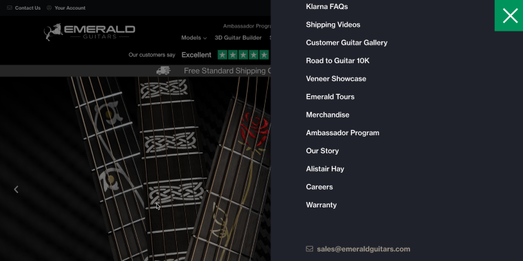 emerald guitars website homepage