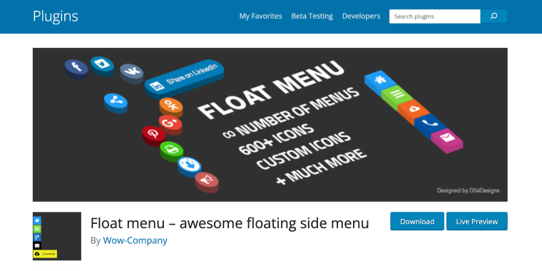 float menu wordpress plugin