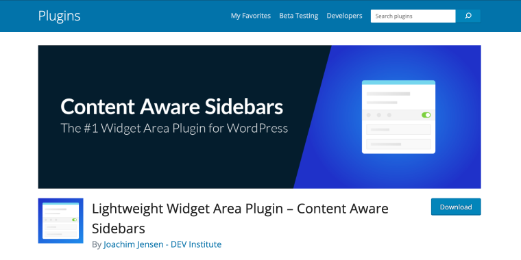 lightweight widget area wordpress plugin
