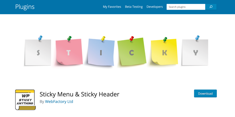 sticky menu and sticky header wordpress plugin