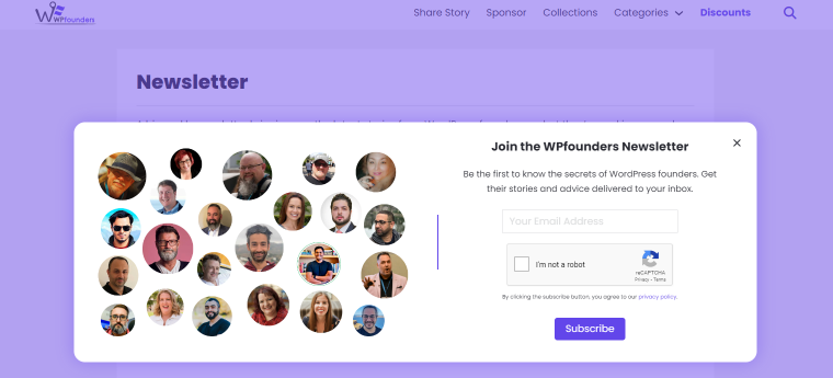 wpfounders newsletter form