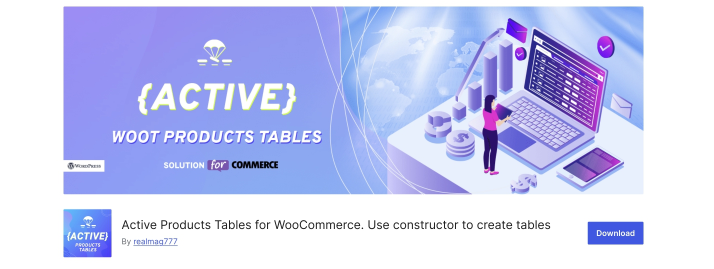 Active Products Tables for WooCommerce plugin 