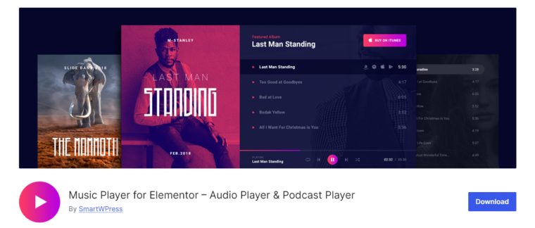 Music Player for Elementor wordpress.org page